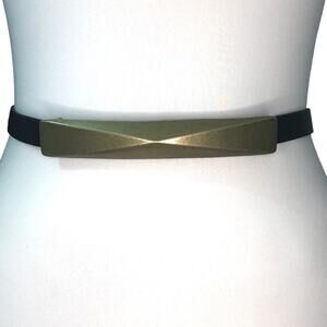 St. John Black Leather Skinny Belt Medium NWOT